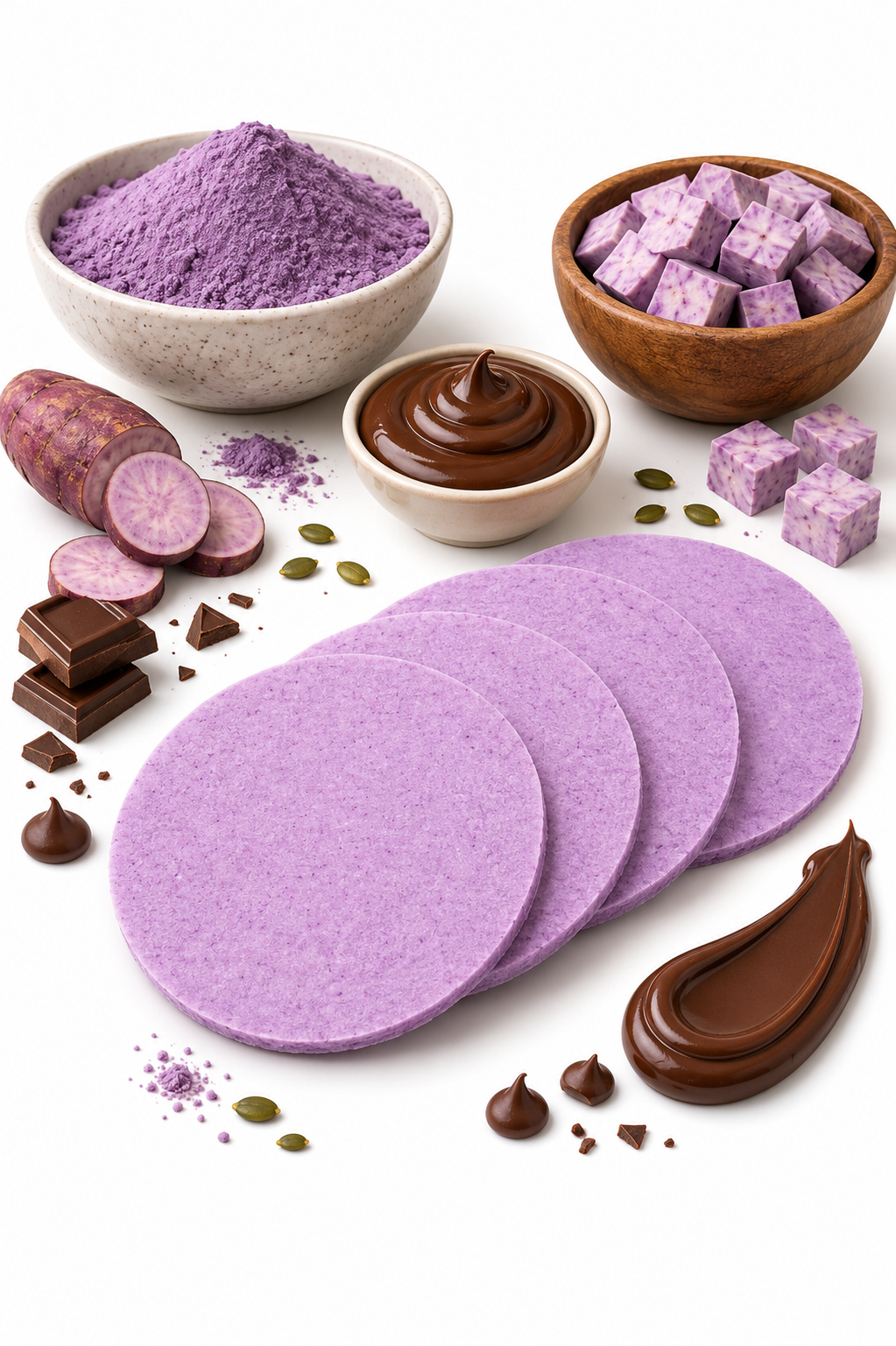 Amaranth and Wheat Wafers          Taro Flavor (50 g)